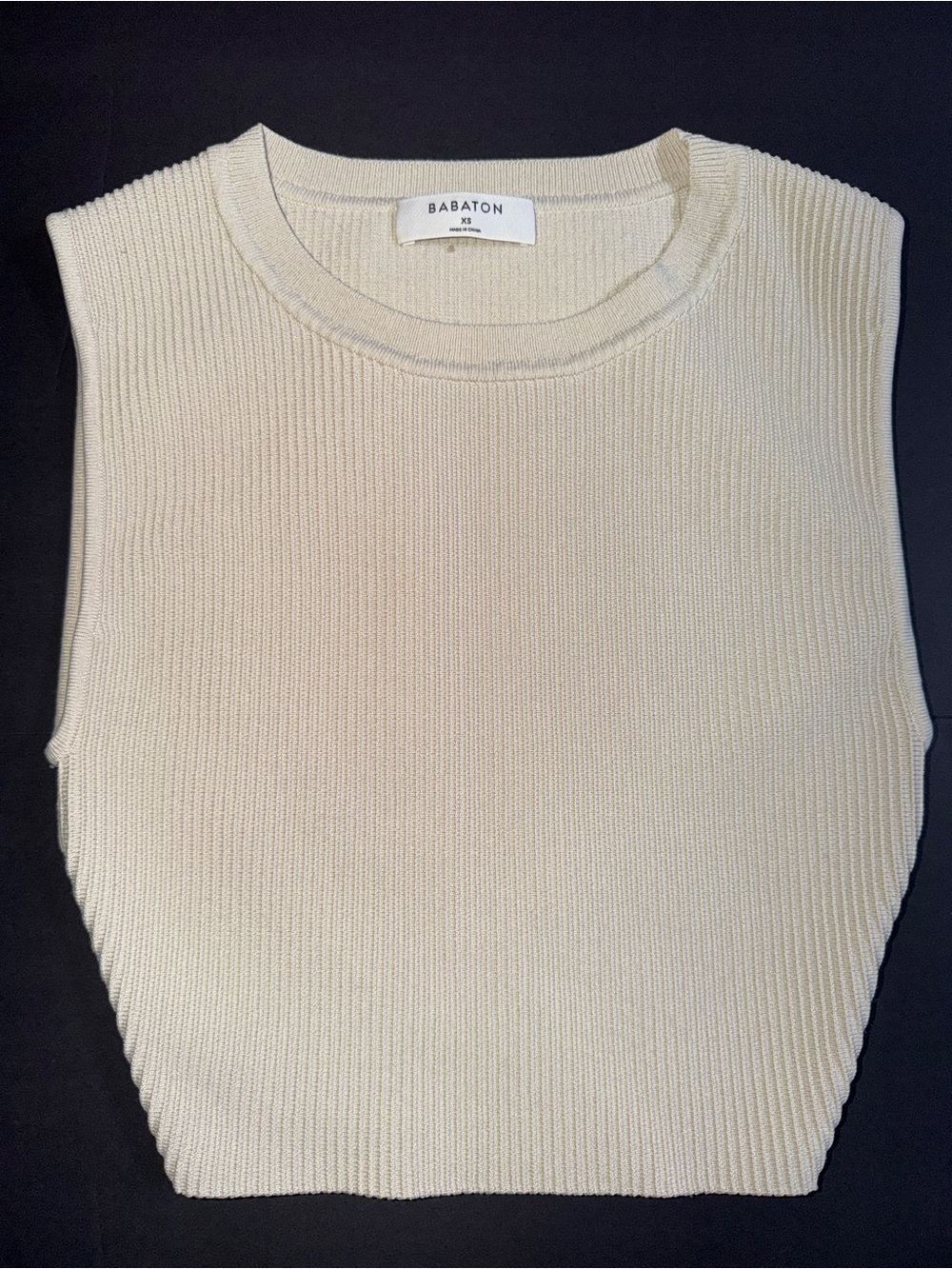 Babaton Neutral Cream Ribbed Crewneck Tank